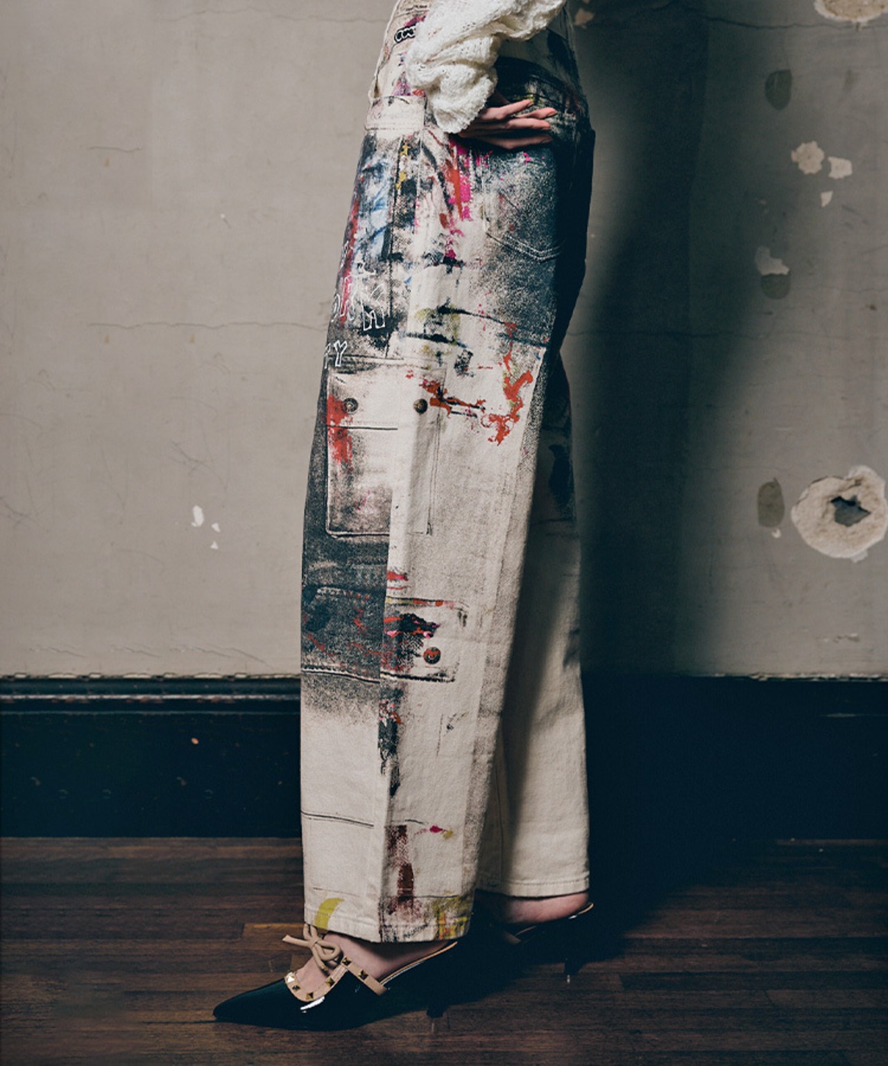 ペイントヴィンテージワイドパンツ　CQ-48044