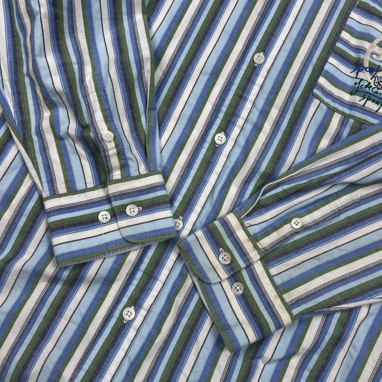Castelbajac Sport カステルバジャック スポーツ ストライプ BD ボタンダウン 5/ブルー×グリーン メンズ ライカ