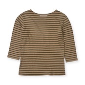 Mademoiselle NON NON マドモアゼルノンノン コットン&リネン ボーダー 七分袖カットソー L/ベージュ くすみグリーン