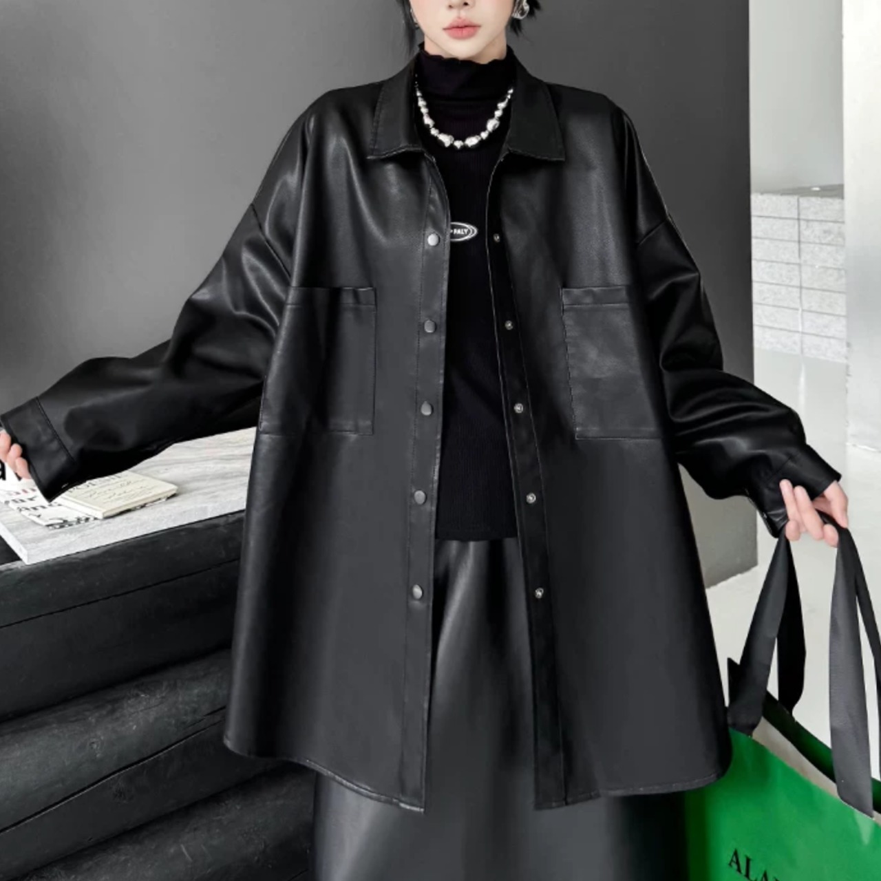PU leather shirt (ME469)