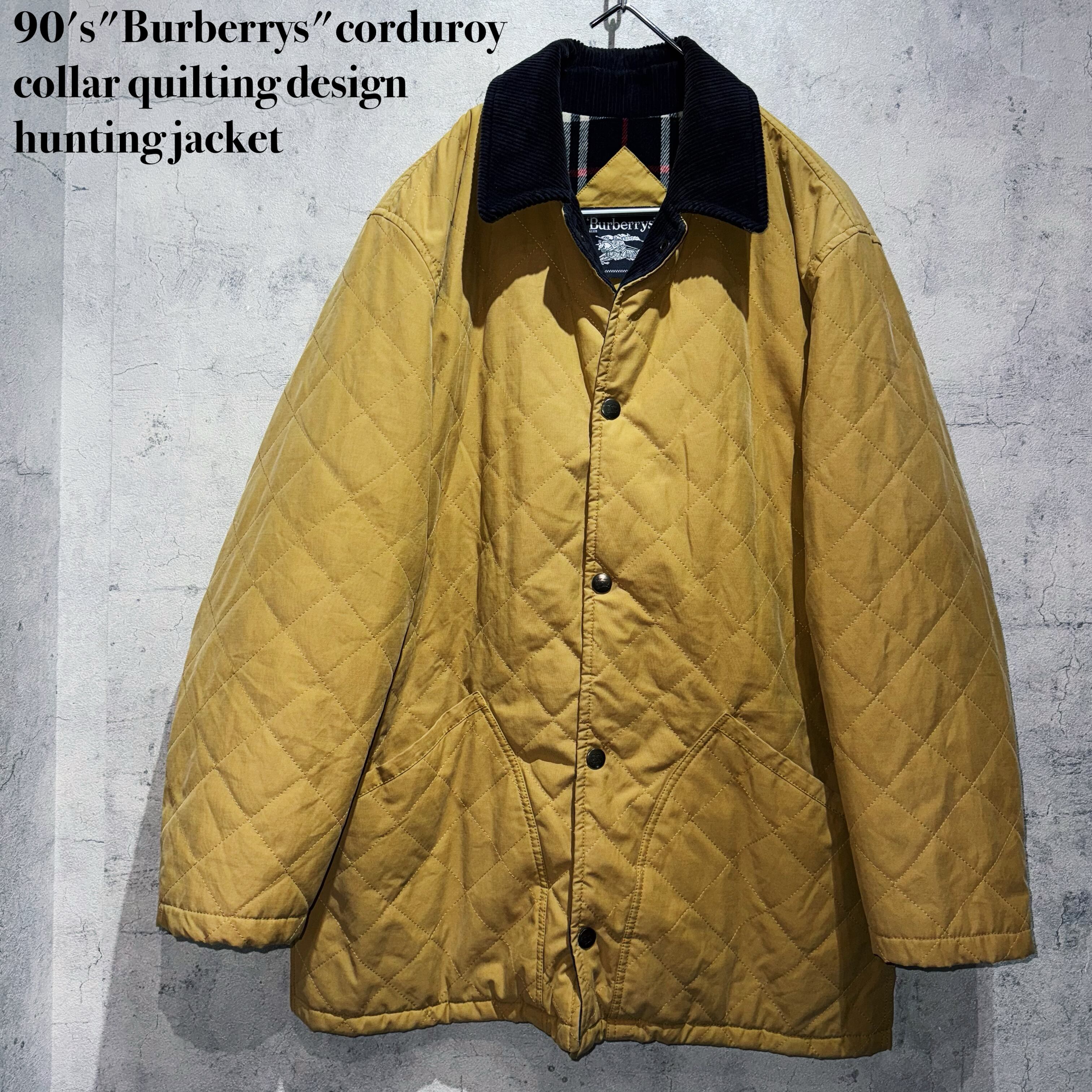 90's"Burberrys"corduroy collar quilting design hunting jacket
