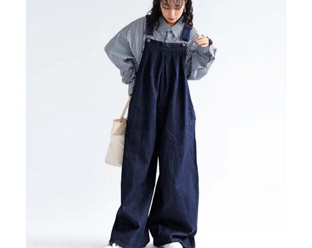 サロペット ワイドレッグ オーバーオール サロペット ワイドパンツ カジュアル ワイドレッグ