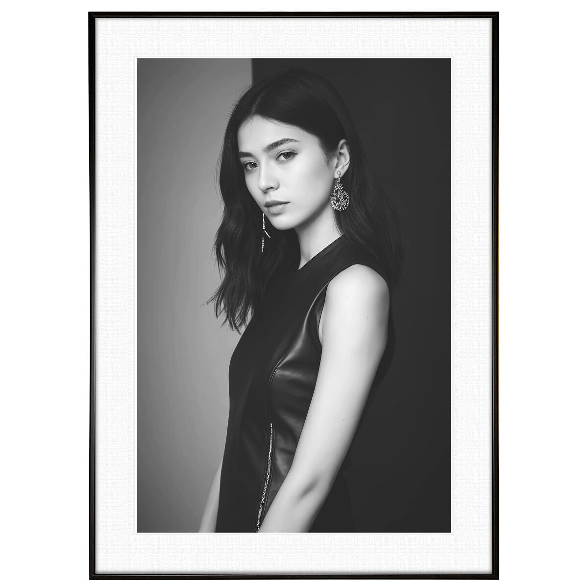 人物写真 女性 インテリアアート モノクロポスター額装 AS3108