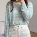 新作 日焼け止め 縞模様 Tシャツ ゆったり シフォン 上着 トップス レディース 韓国ファッション