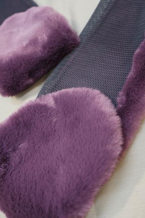 Faux Fur Mesh Socks / PURPLE×NAVY