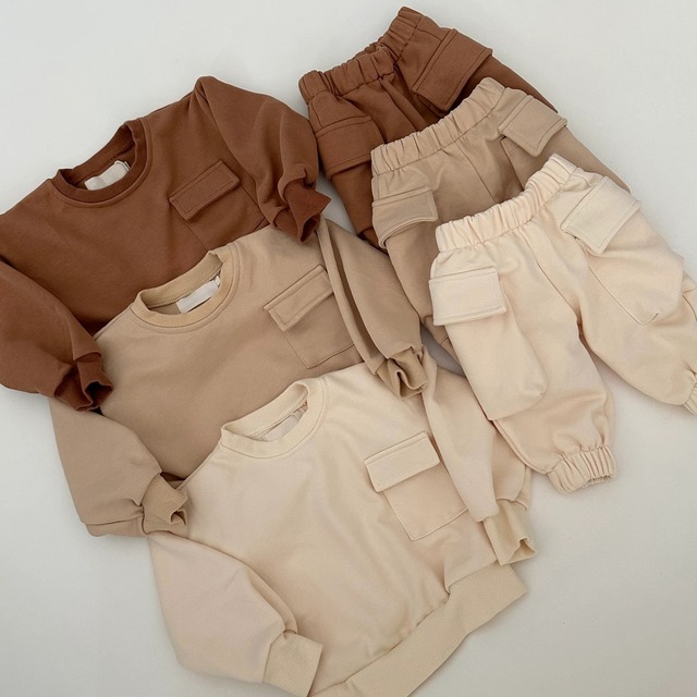 【秋作】ポケット付きカジュアルセットアップ　全3色