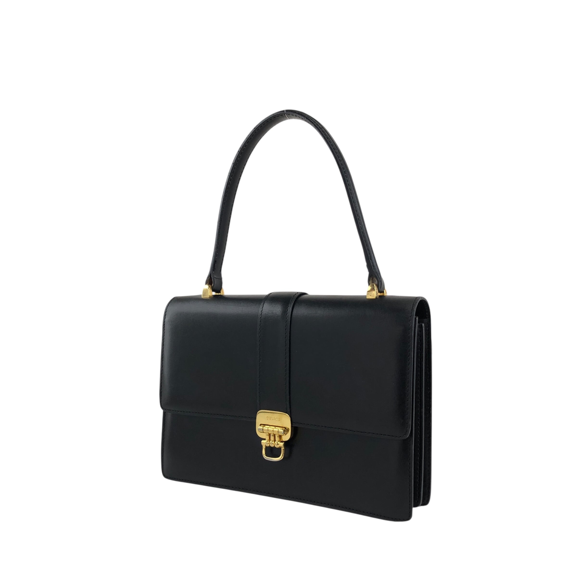 CELINE セリーヌ ハンドバッグ ブラック ホースビット レザー トップ