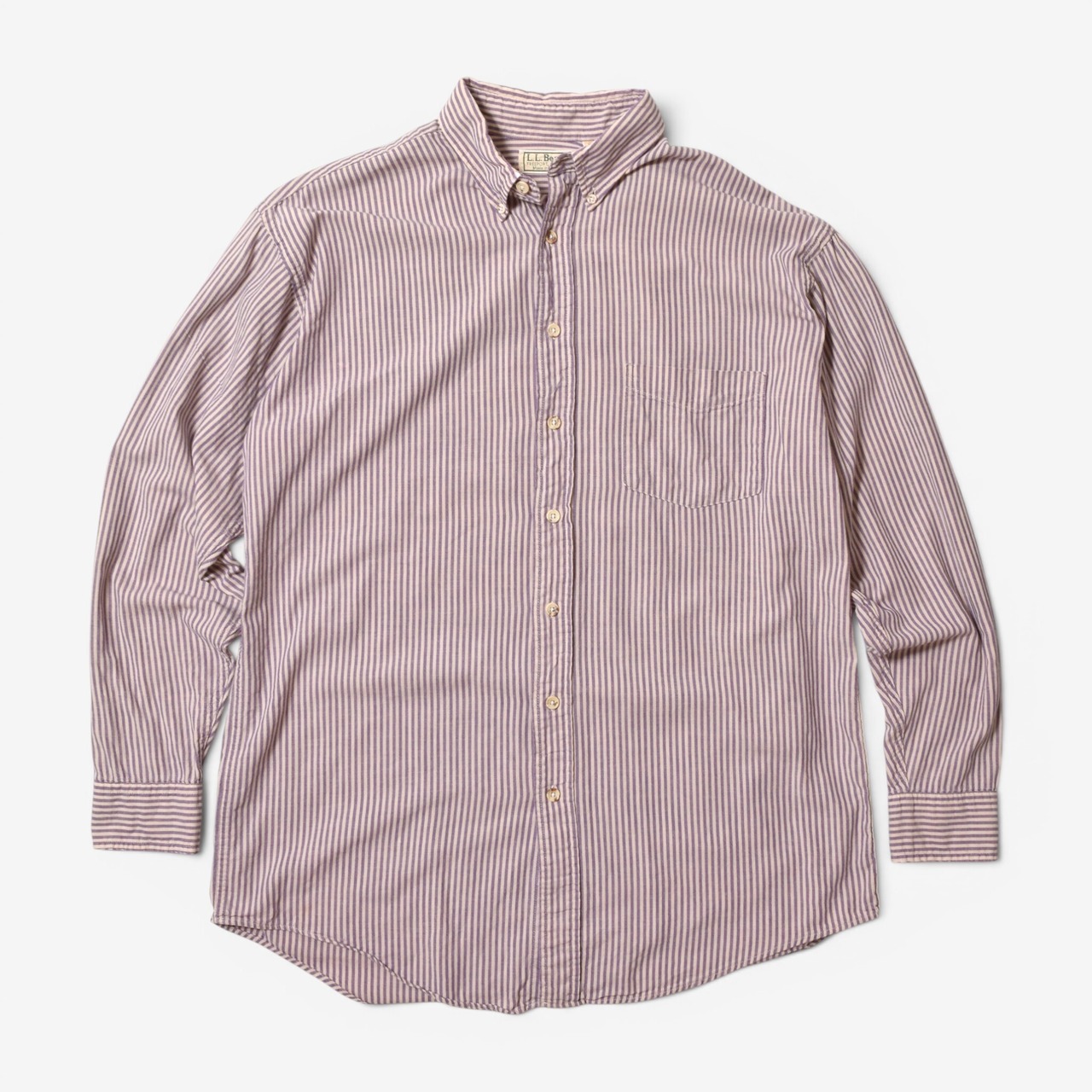 90s L.L.Bean ストライプ 長袖 ボタンダウンシャツ USA製