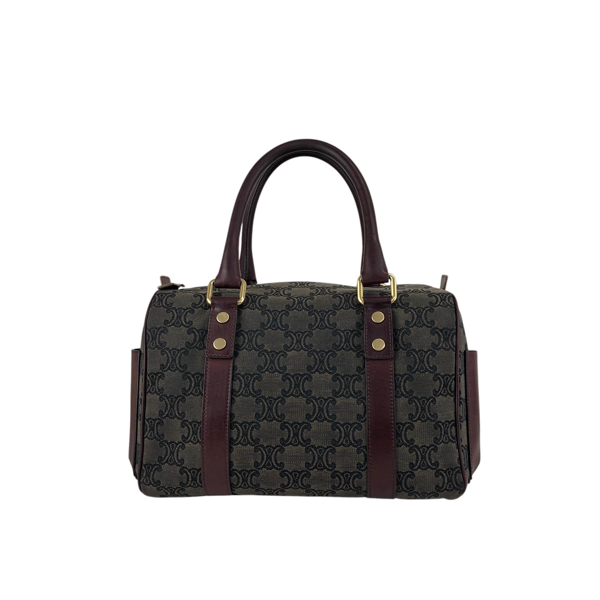 CELINE セリーヌ ブラゾン ハンドバッグ グレー ボルドー キャンバス CELINE セリーヌ ブラゾン ハンドバッグ グレー ボルドー キャンバス
