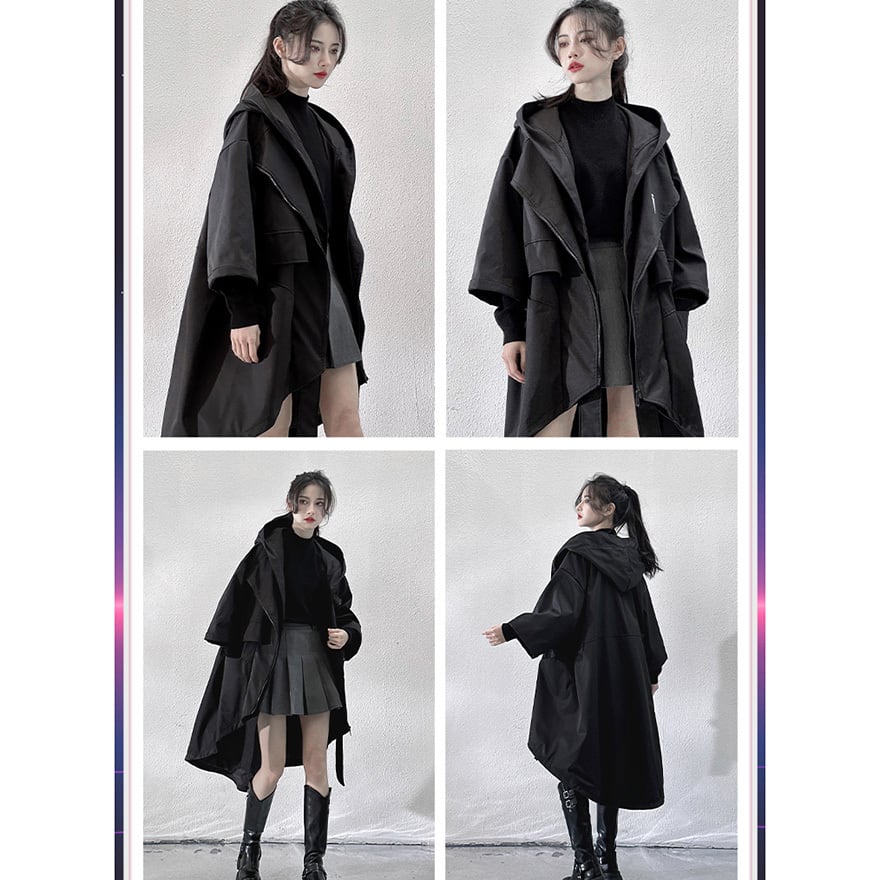 サイバーパンク アシンメトリー・タクティカルロングコート｜地雷系