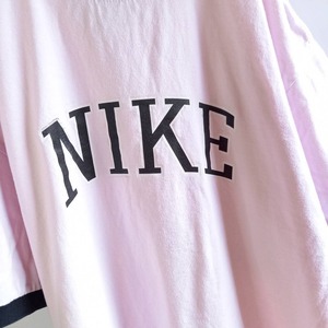 ナイキ　プリント　リンガーTシャツ　半袖　オーバーサイズ　ビッグ　ピンク　XL
