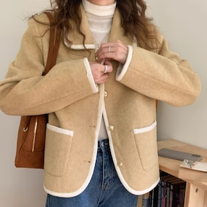 Piping retro short jacket　2colors　RW0163
