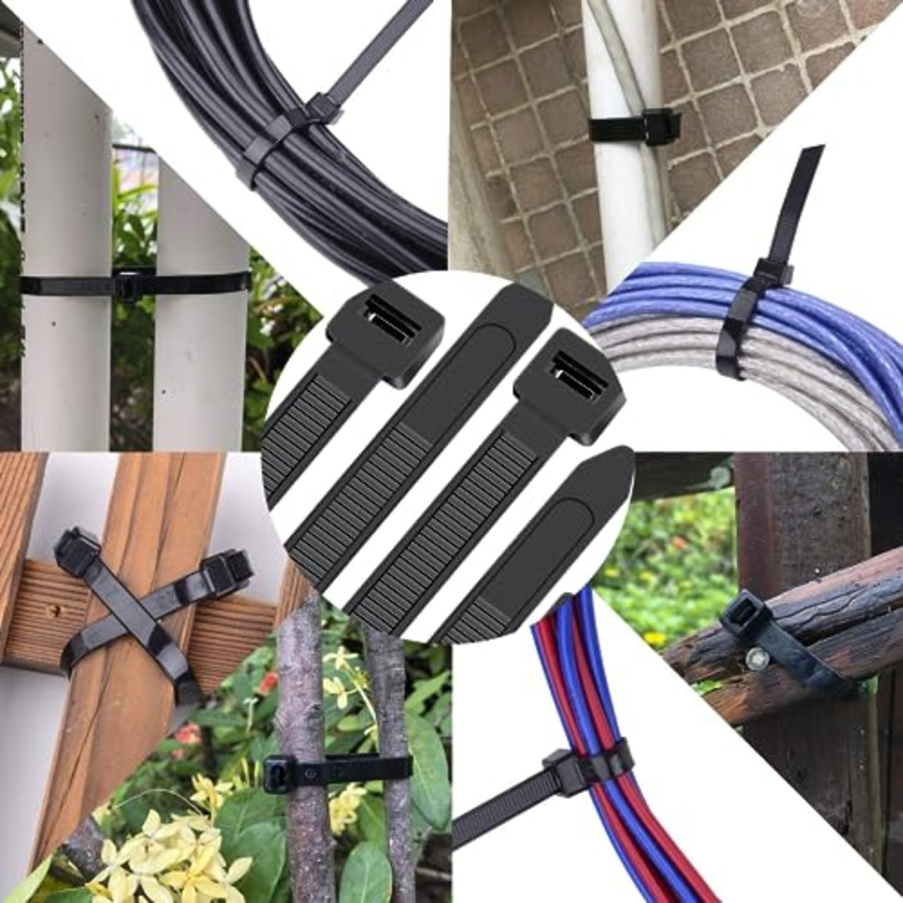 結束バンド 長さ600mm、幅9mm、耐荷重80kg、耐紫外線性，庭の収納整備などに広く利用されています(20本入） ブラック