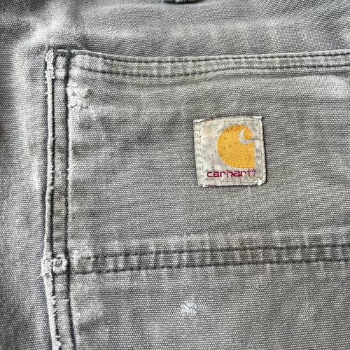 20s ニカラグア製 グレー ダブルニー Carhartt 34×30 詳細写真2