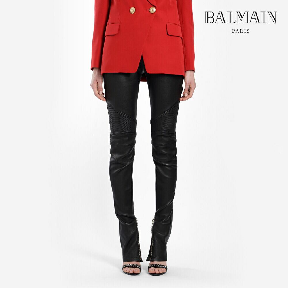 BALMAIN 15AW ×H&M Leather Bikers Pants