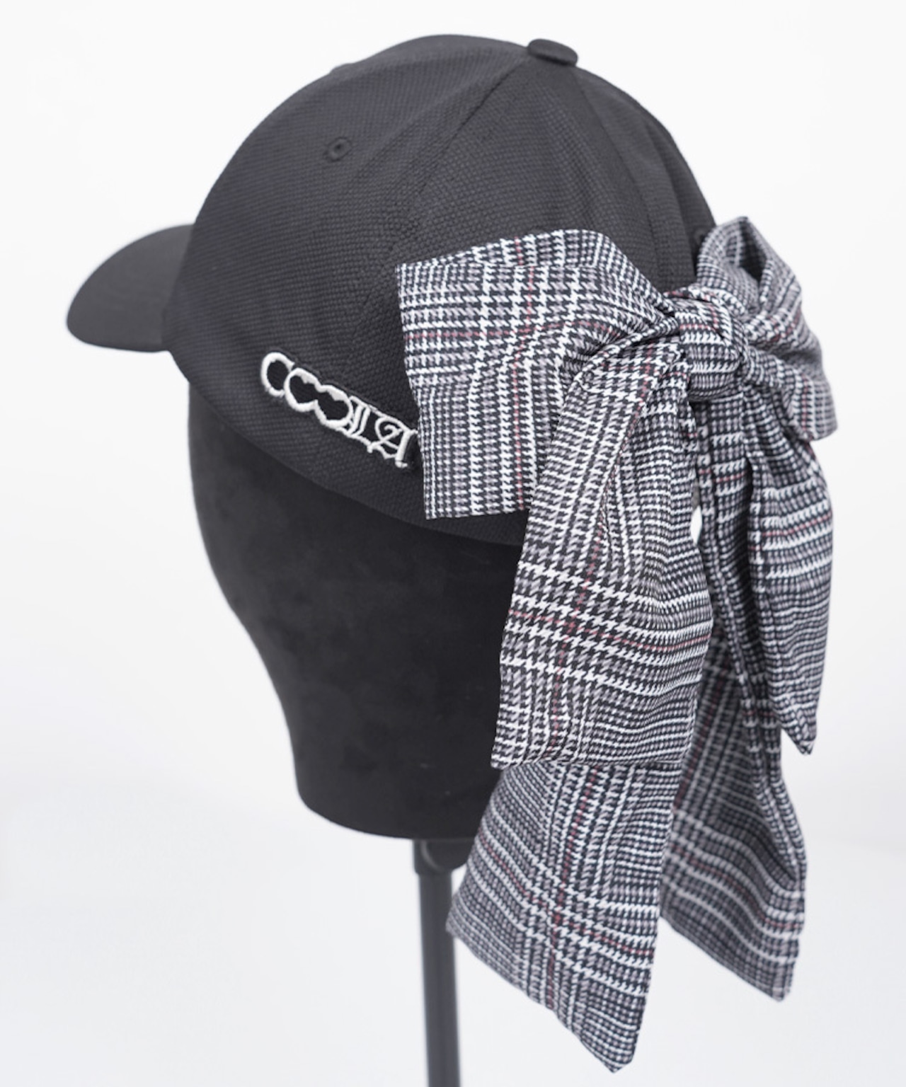 【直営限定ITEM】ビジューチェックリボンCAP (BLACK) CQ-47501H