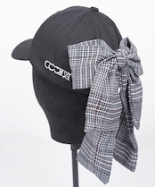 【直営限定ITEM】ビジューチェックリボンCAP (BLACK) CQ-47501H