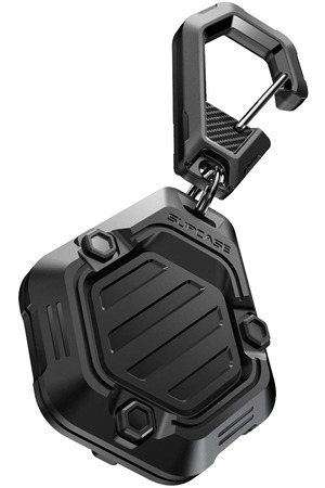 【在庫のみ】SUPCASE Unicorn Beetle Proシリーズケース Apple AirTag(2021)用 耐衝撃 ソフトシリコン保護エアタグホルダー キーチェーンカラビナ付き 1パック (ブラック)