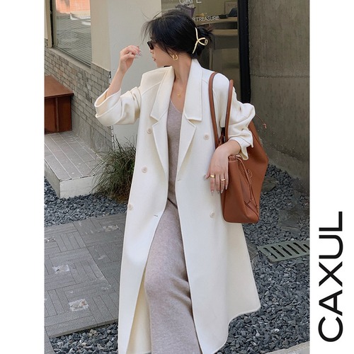 Belted Double-Face White Coat【CAX00003】