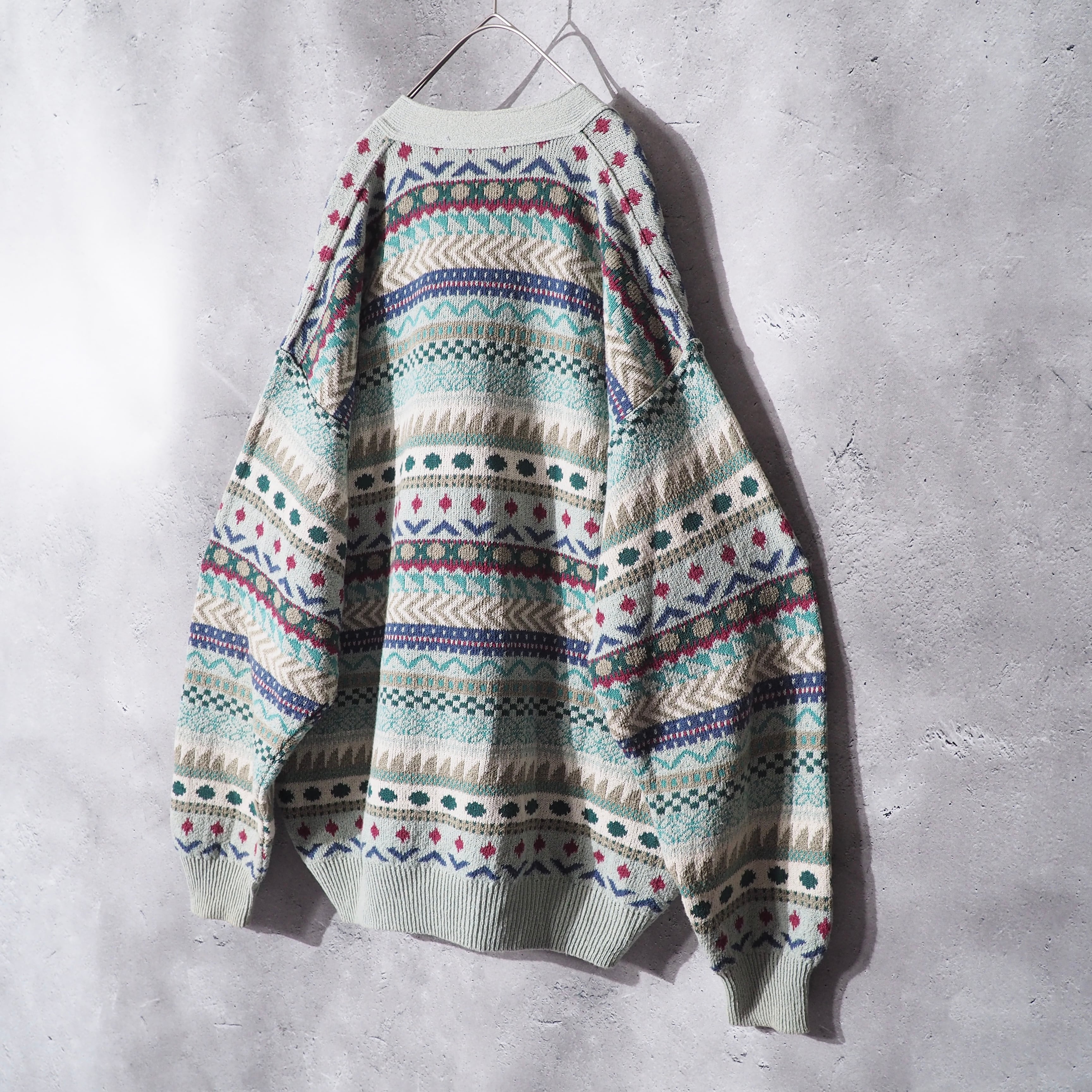 1990s " Made in Italy " Mint green Color vintage loose knit cardigan