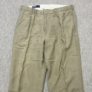 RALPH LAUREN 2TUCK LINEN SLACKS BEIGE