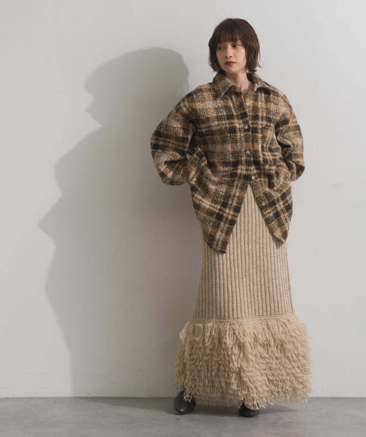 HD2510027 起毛チェックCPOシャツジャケット yellow