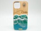Sun&wave/wood×resin green wave case(bamboo)