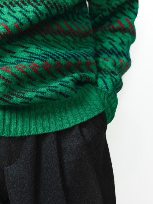[Late 1980’s] “Ballantyne” Shetland Wool Diagonal Jacquard Knit (Made in Scotland)