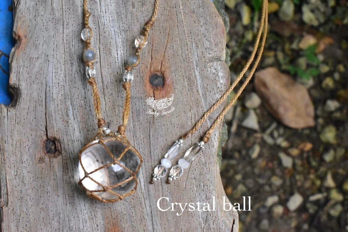 透明感★クリスタルボール マクラメネックレスcry015