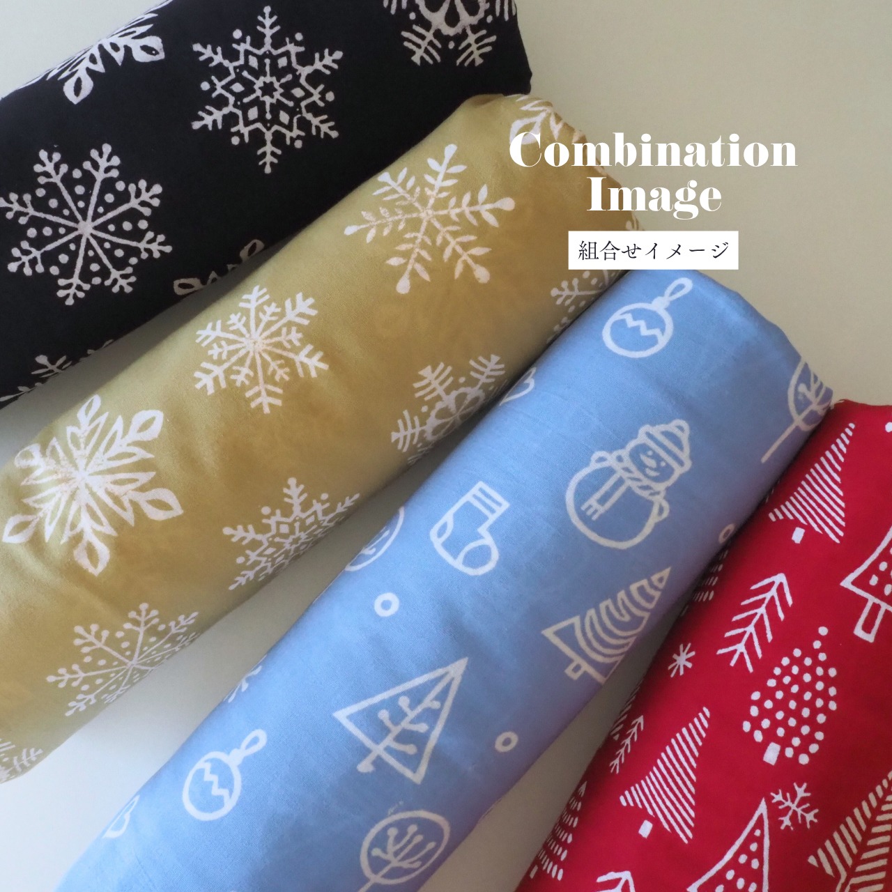 ブロックプリント生地【50cm単位】インド綿  Winter(X'masツリー) 赤 #44610-RD1