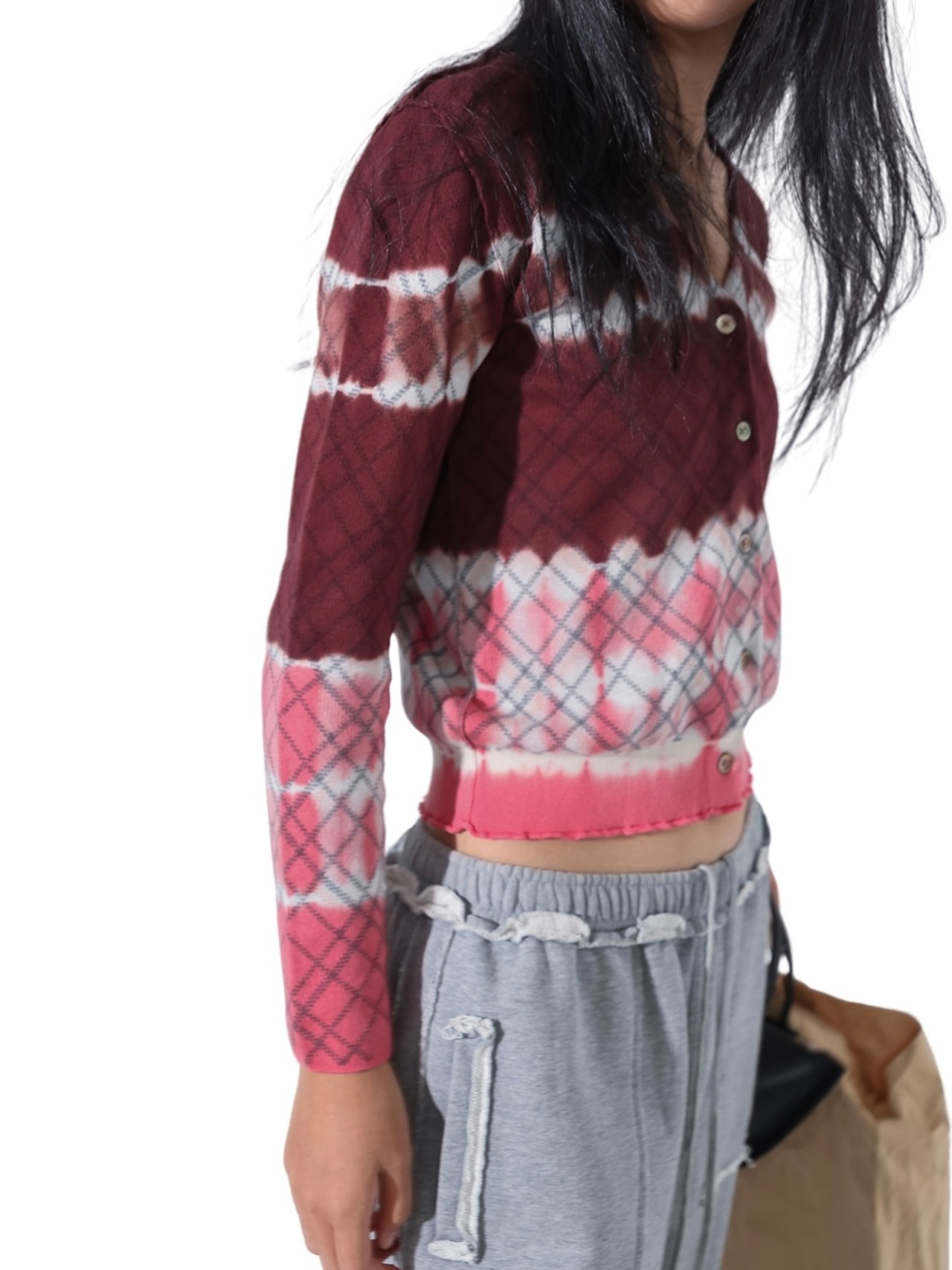 PERVERZE パーバーズ / Dip-dye Check Knit Cardigan / ¥29,700 - 4