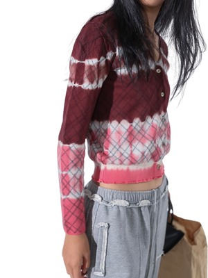 PERVERZE パーバーズ / Dip-dye Check Knit Cardigan / ¥29,700