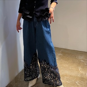 エイミーロウ  Eimee Law ウェーブレースヘムデニムパンツ