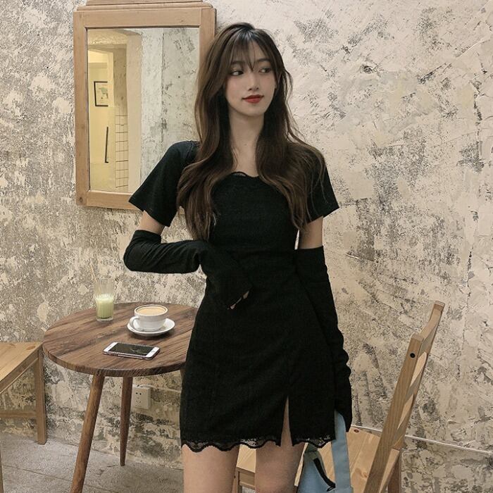 スタンダードドレス スプリングウェスト薄手Aラインブラックスカート レトロ 春物 1号婦人88677898337