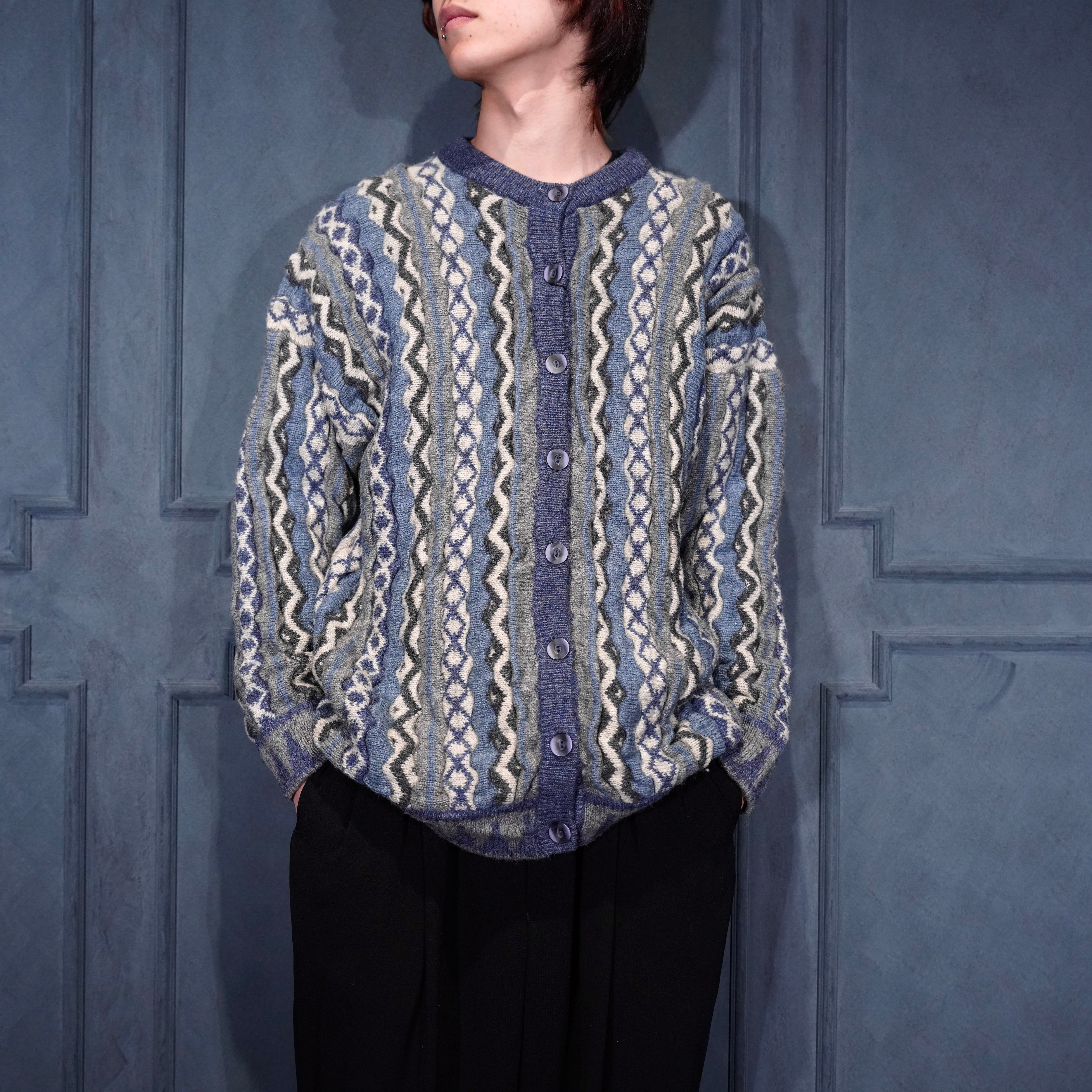 ドイツ ヴィンテージ カーディガン / ピュアニューウール ネイビー