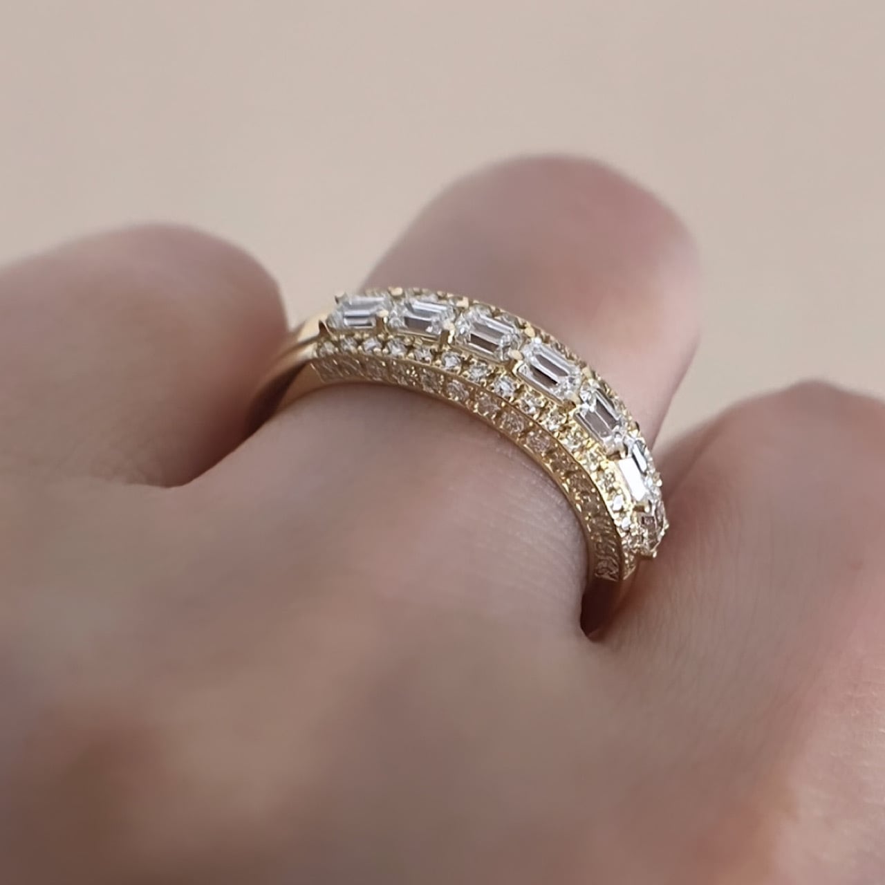 エメラルドカット ダイヤモンド デザインリング 7 1.00 ct K18 エメラルドカット ダイヤモンド デザインリング 7 1.00 ct K18