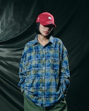 【#Re:room】VINTAGE CRUSH CHECK BIG SHIRTS［RES122］
