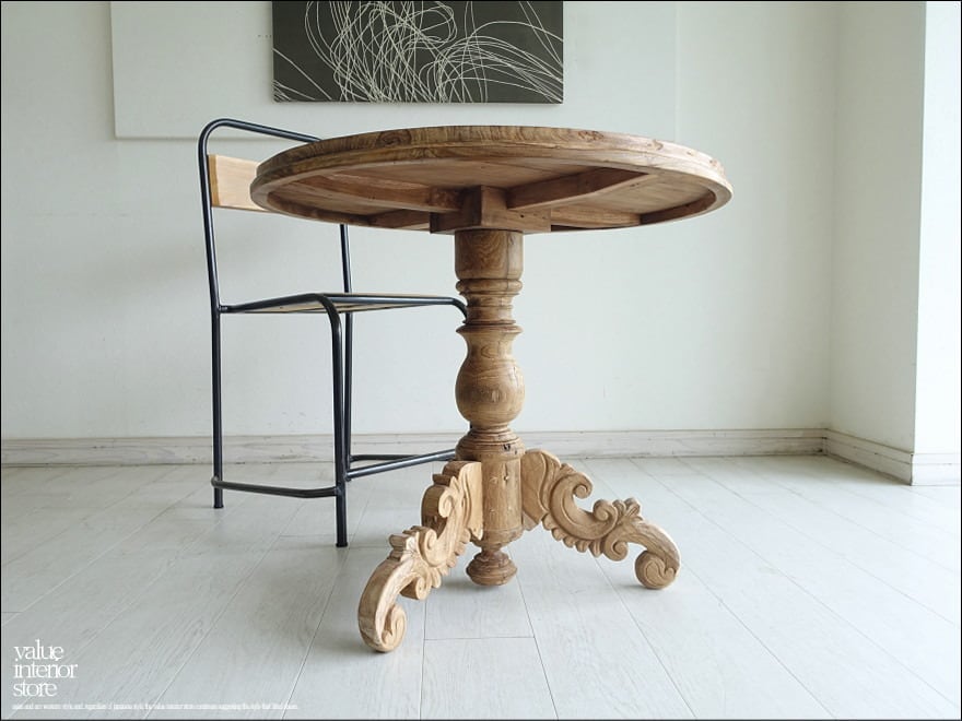 オールドチークチーク無垢材 丸テーブルCircle/Φ72cm サイドテーブル