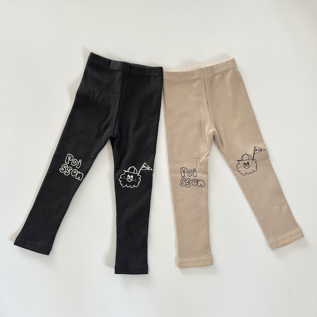 【即納】poisson drawing Leggings 23a(韓国子供服プリントワッフルレギンス)