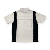 adabat アダバット 英字 総柄 ハイネック ハーフジップ 半袖 シャツ サイズ 50 /ゴルフ/ホワイト×ブラック/メンズ
