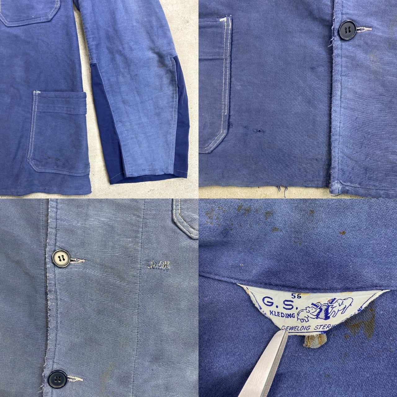 60年代 G.S. KLEDING ブルーモールスキン フレンチワークジャケット