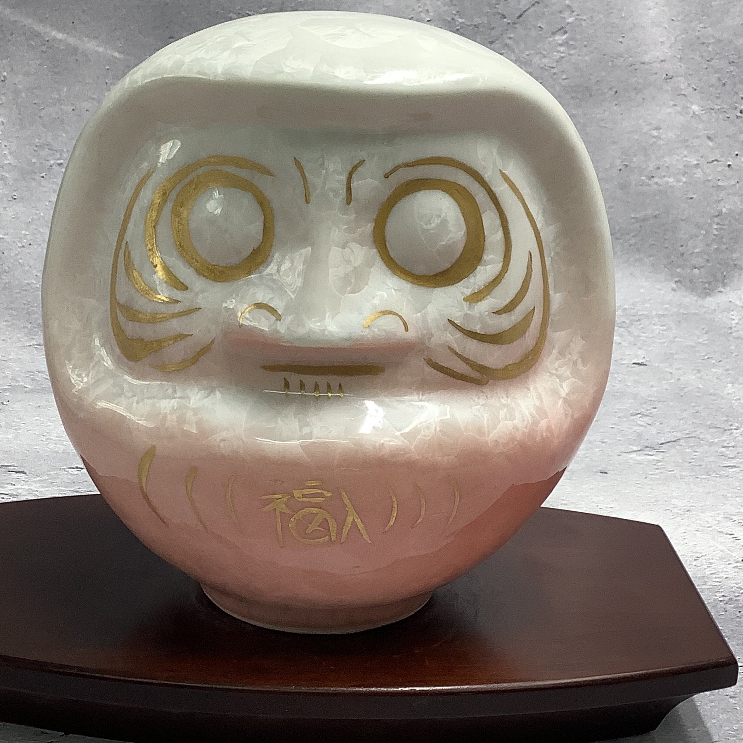 新作】達磨 ダルマ （大） 花結晶（白赤）×金彩 置物オブジェ | 京焼