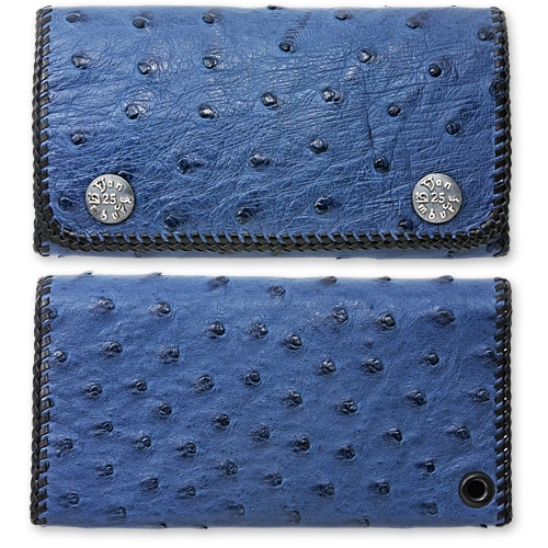 【VAN AMBURG LEATHERS　ヴァンアンバーグレザーズ　Wallet　ウォレット　財布】ミニマリストウォレット/オーストリッチ/ブルー【送料無料】