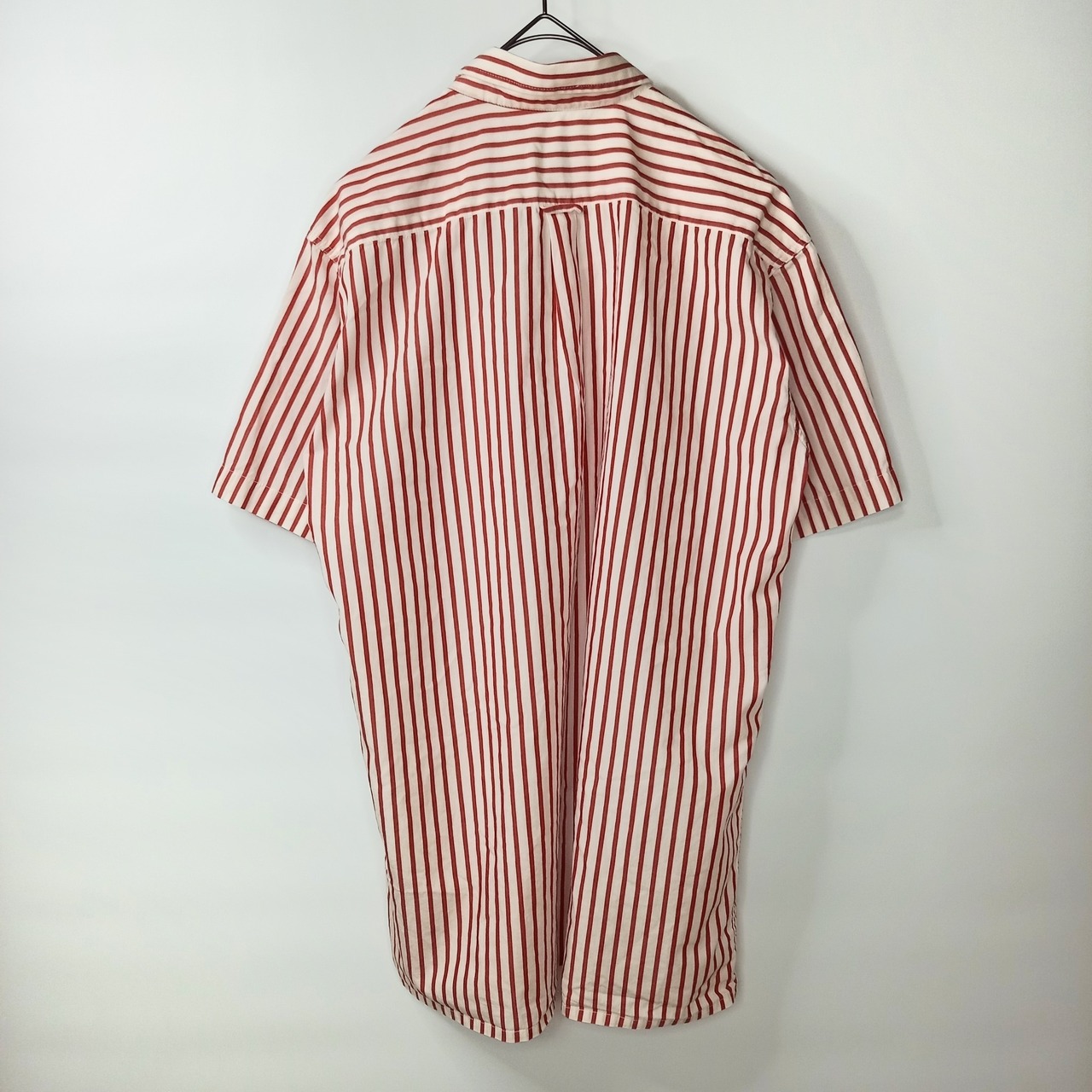 ラコステ　コットン　BDシャツ　半袖　ボタンダウン　ストライプ　刺繍　ユーロ古着