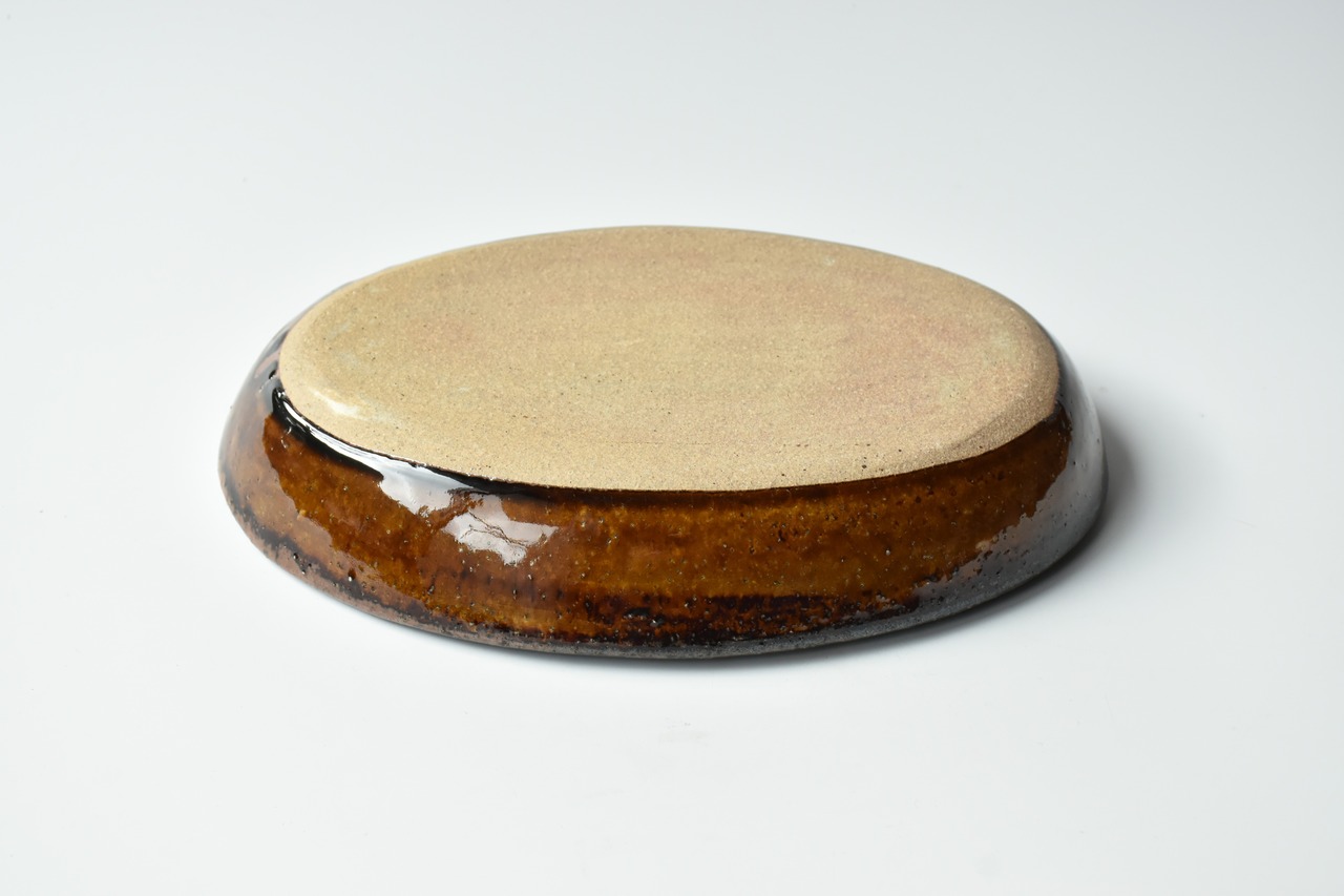 小代焼ふもと窯 / 井上尚之 : 楕円皿 (中) スリップウェア ③