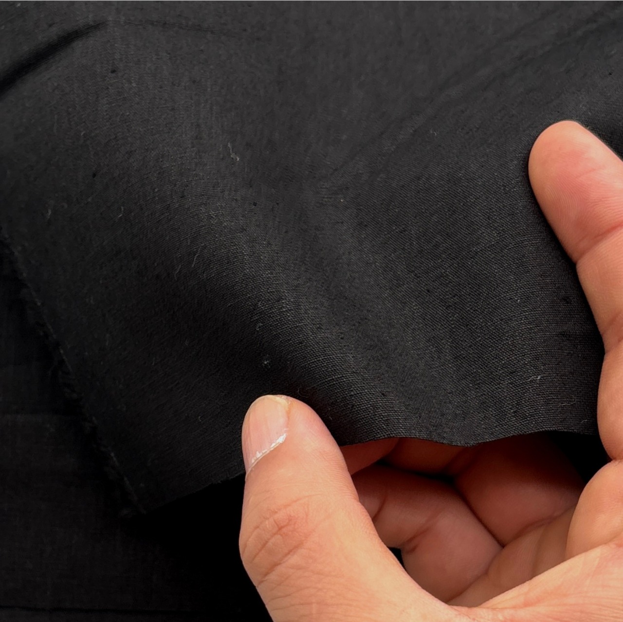 ★TB210◆3m◆コットンリネン混ヴィンテージ弱ワッシャー生地◆ブラック