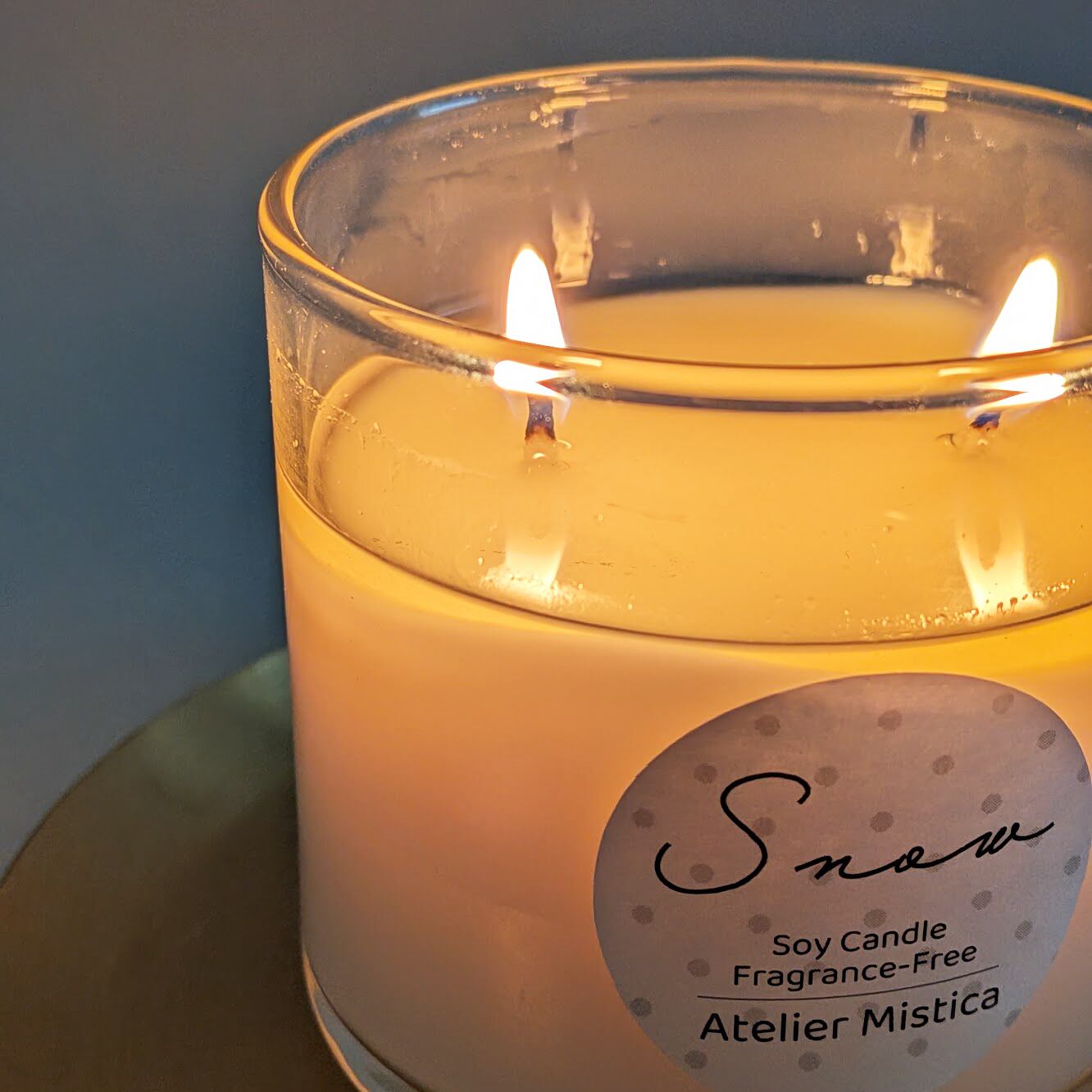 【無香料】Atelier Mistica  Soy Candle  Fragrance Free「Snow」 ／穏やかな時間を照らす灯り／ギフトにもおすすめ／手作りソイキャンドル
