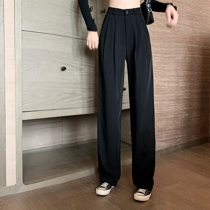 ブラックカジュアルパンツ オータムルーズ薄手レッド ストリート 秋物 ガールズファッション2882550958