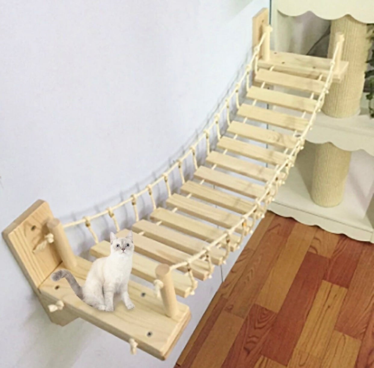 ペット用はしご キャットウォーク 木製 - 猫