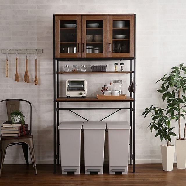 ヴィンテージごみ箱上ラック スリムタイプ ヴィンテージ 食器棚 ゴミ箱上ラック キッチン収納